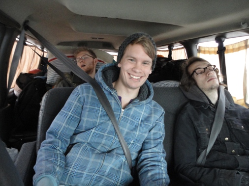 Aaron, Hammer, Mike in a pretty classic van scenario.