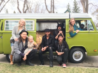 The gang on our spring tour featuring Travis and Mikaela's Westy.